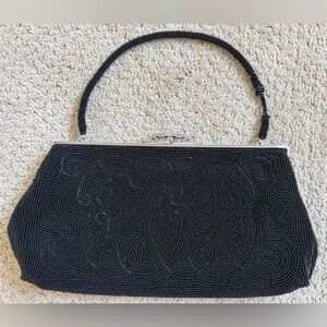 Elegant Black Beaded Handbag/Clutch